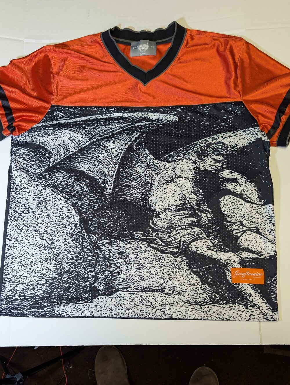 G59 Records "Inferno" V-Neck Mesh Jersey - Orange/Black - Size XL